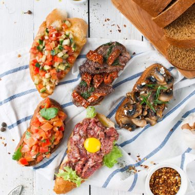 bruschetta, beef tartare, appetizer, gourmet, quick appetizer, beef recipes, easy appetizers, elegant dish, Italian-inspired, ciabatta bread, entertaining recipes, fresh ingredients