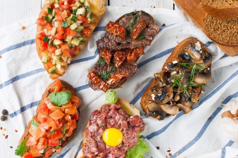 bruschetta, beef tartare, appetizer, gourmet, quick appetizer, beef recipes, easy appetizers, elegant dish, Italian-inspired, ciabatta bread, entertaining recipes, fresh ingredients