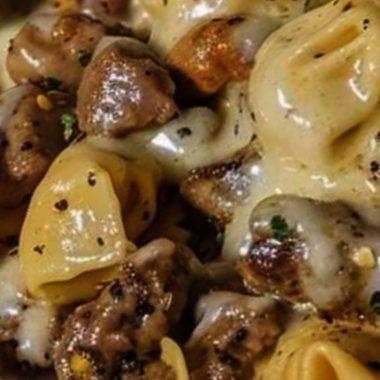 cheesesteak tortellini with provolone sauce a comfort food fusion recipe