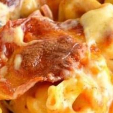 cheesy pepperoni pizza tortellini casserole a family favorite comfort food recipe