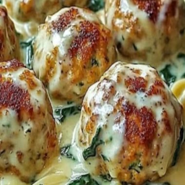 chicken ricotta meatballs with spinach alfredo sauce a creamy flavorful delight