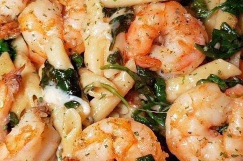 creamy cheese shrimp penne pasta with spinach a quick and easy seafood delight