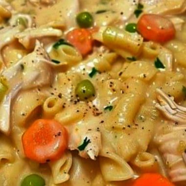 creamy chicken and vegetable skillet with egg noodles a quick and easy one pan meal