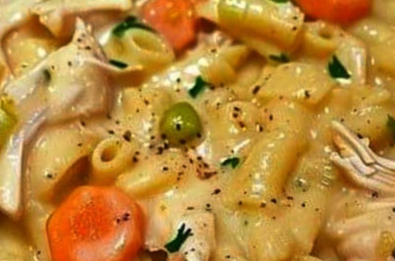 creamy chicken and vegetable skillet with egg noodles a quick and easy one pan meal