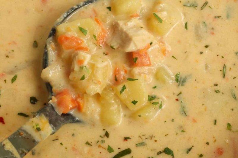 creamy chicken potato soup with bacon crumble a hearty comfort food recipe