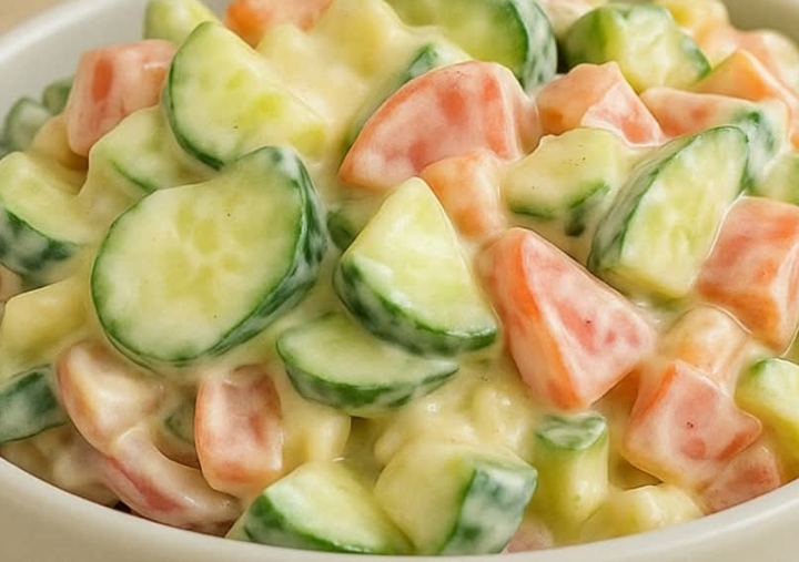 creamy cucumber salad with vegetables a refreshing and healthy recipe