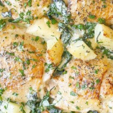 creamy garlic parmesan chicken and potatoes a one pan wonder
