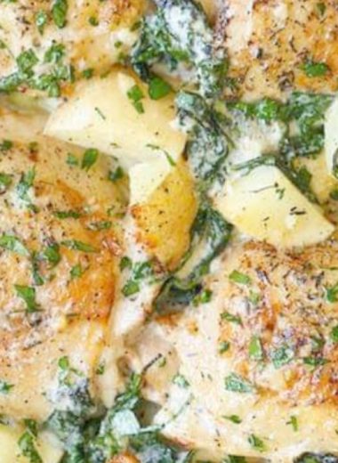 creamy garlic parmesan chicken and potatoes a one pan wonder