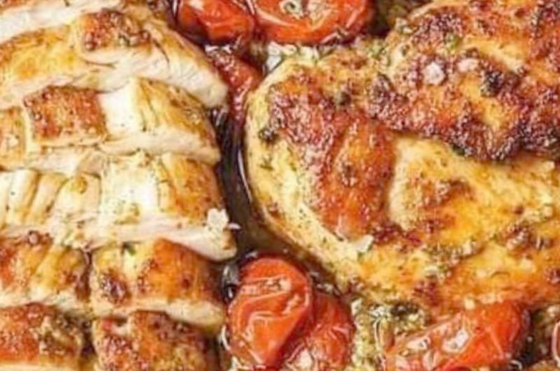 creamy pesto chicken with roasted tomatoes a quick and easy dinner recipe