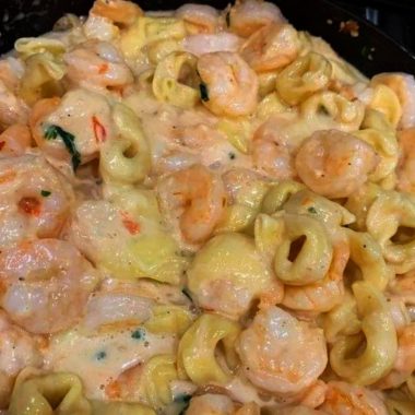 creamy shrimp tortellini alfredo skillet a quick cheesy and family friendly seafood recipe