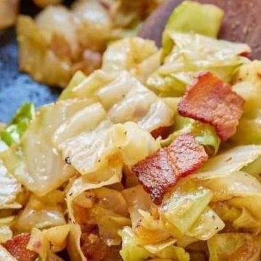 crispy fried cabbage with bacon onion and garlic a flavorful side dish