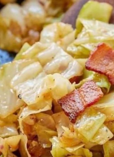 crispy fried cabbage with bacon onion and garlic a flavorful side dish