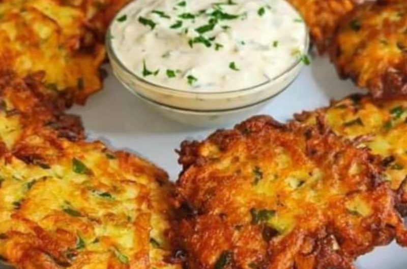 crispy potato fritters with refreshing yogurt sauce a perfect snack recipe
