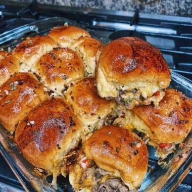 easy cheesesteak sliders recipe with hawaiian rolls perfect party appetizer