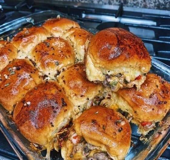 easy cheesesteak sliders recipe with hawaiian rolls perfect party appetizer