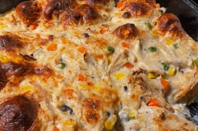 easy cheesy chicken pot pie bubble up casserole recipe