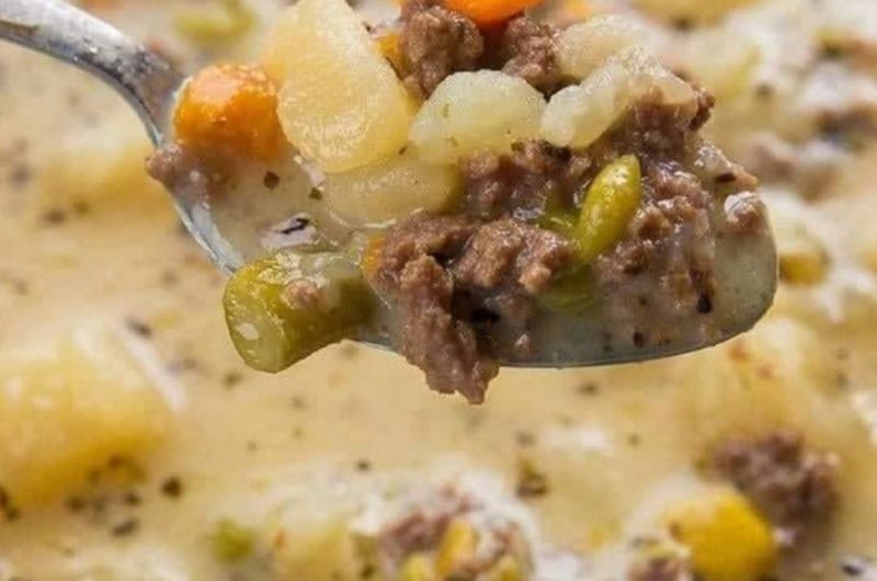 easy creamy crockpot potato and hamburger soup recipe comfort in every spoonful