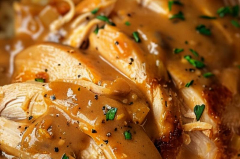 easy crock pot chicken and gravy recipe tender juicy and full of flavor