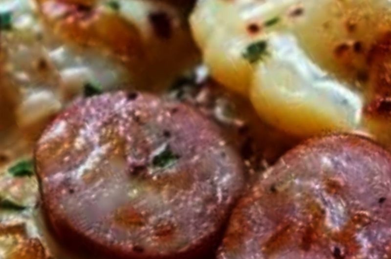 easy crockpot pierogi casserole with kielbasa a hearty comfort food recipe