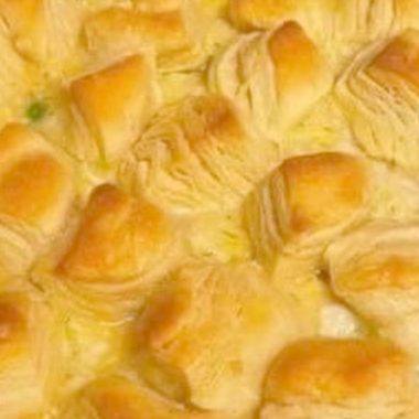easy homemade chicken pot pie bake with flaky puff pastry crust