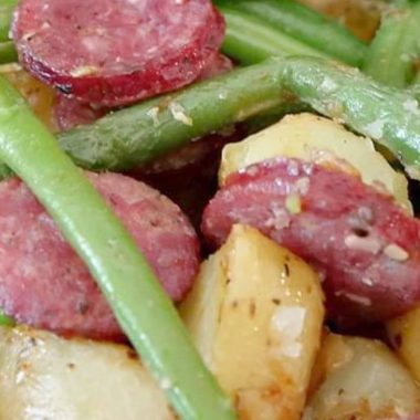 easy one pan smoked sausage with potatoes and green beans recipe