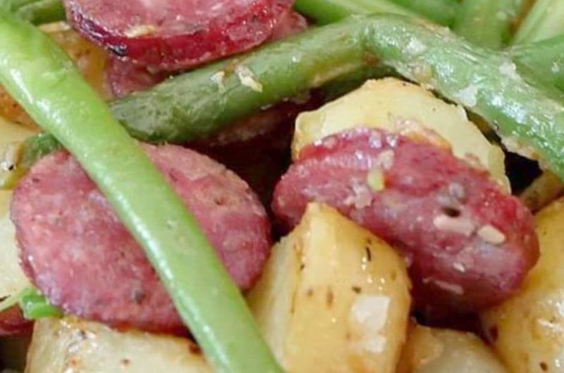 easy one pan smoked sausage with potatoes and green beans recipe