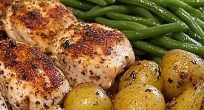 easy sheet pan chicken with roasted potatoes and green beans a one pan wonder
