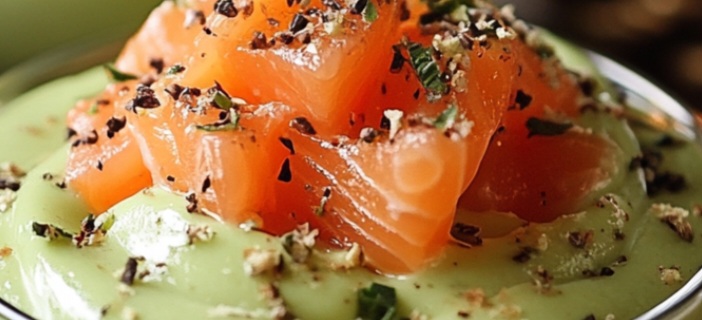 elegant christmas mousse with avocado and smoked salmon a festive holiday appetizer