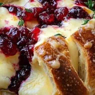 garlic herb sourdough bread stuffed with brie and cranberry sauce a festive cheesy delight