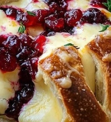 garlic herb sourdough bread stuffed with brie and cranberry sauce a festive cheesy delight