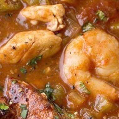 gumbo laya a spicy fusion of gumbo and jambalaya with fragrant garlic rice