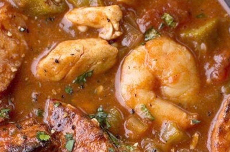 gumbo laya a spicy fusion of gumbo and jambalaya with fragrant garlic rice