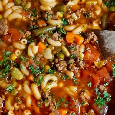hearty beef and macaroni soup cowboy soup recipe easy comforting and crowd pleasing