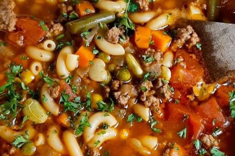 hearty beef and macaroni soup cowboy soup recipe easy comforting and crowd pleasing
