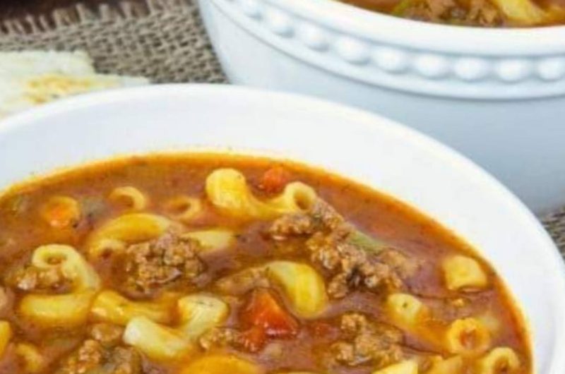 hearty beef and tomato macaroni soup recipe comfort in a bowl