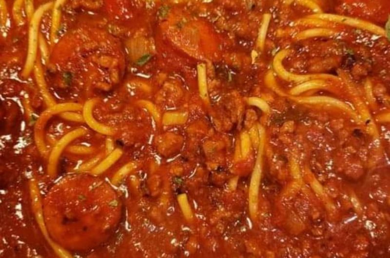 hearty spaghetti with sausage and ground beef a family favorite comfort meal 1