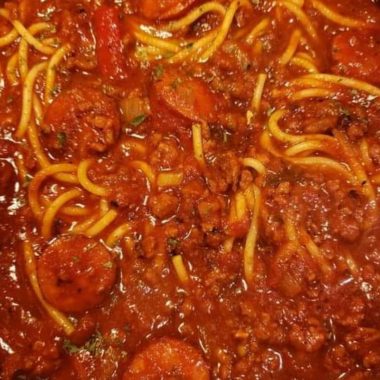 hearty spaghetti with sausage and ground beef a family favorite comfort meal