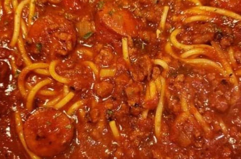 hearty spaghetti with sausage and ground beef a family favorite comfort meal