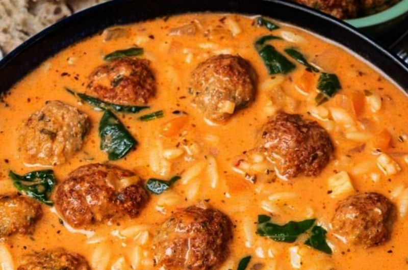 hearty turkey meatball soup with orzo and spinach a comforting family favorite