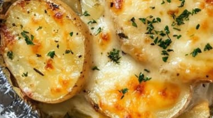 herb infused potatoes au gratin foil packets with leeks easy creamy and perfect for grilling