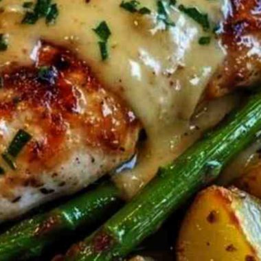 honey mustard chicken with roasted asparagus and potatoes a restaurant worthy one pan meal