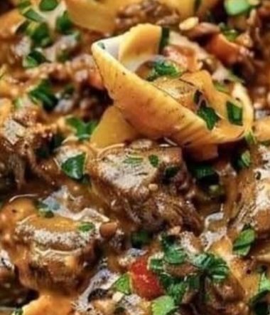 indulgent beef pasta in a rich creamy garlic sauce a gourmet comfort food recipe
