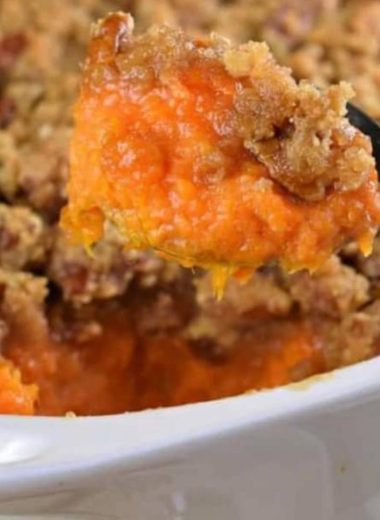 irresistible sweet potato casserole with crunchy pecan streusel topping