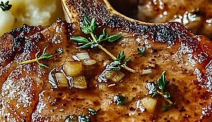 juicy buttery garlic pork chops with creamy mashed potatoes a hearty comfort food recipe