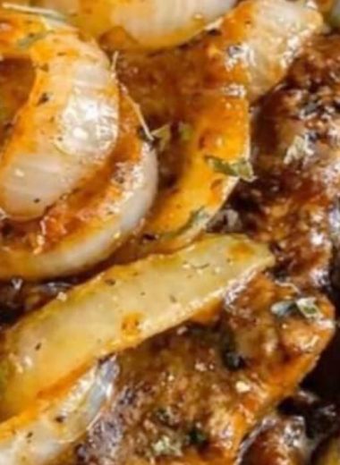 juicy cubed steak with rich onion gravy a comfort food classic 1