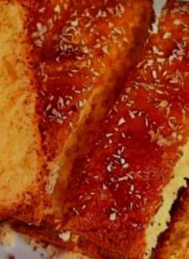 moist and flavorful orange cake with honey and coconut flakes recipe
