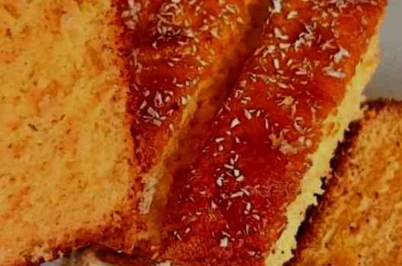 moist and flavorful orange cake with honey and coconut flakes recipe