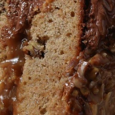 moist gluten free banana cake with rich german chocolate frosting