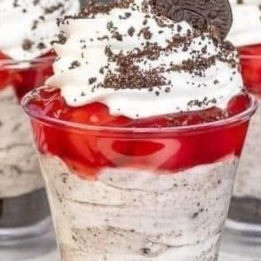 no bake cherry cookies and cream cheesecake parfait easy creamy and delicious dessert