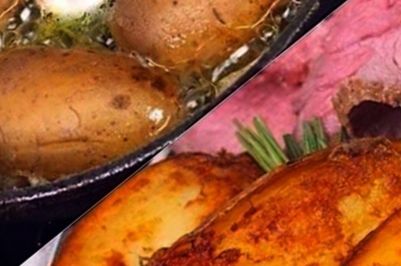 perfectly crispy roast beef with fondant potatoes a gourmet delight